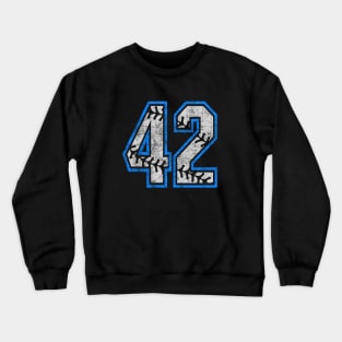 Number 42 Baseball Equality Distressed Classic LA Blue Crewneck Sweatshirt